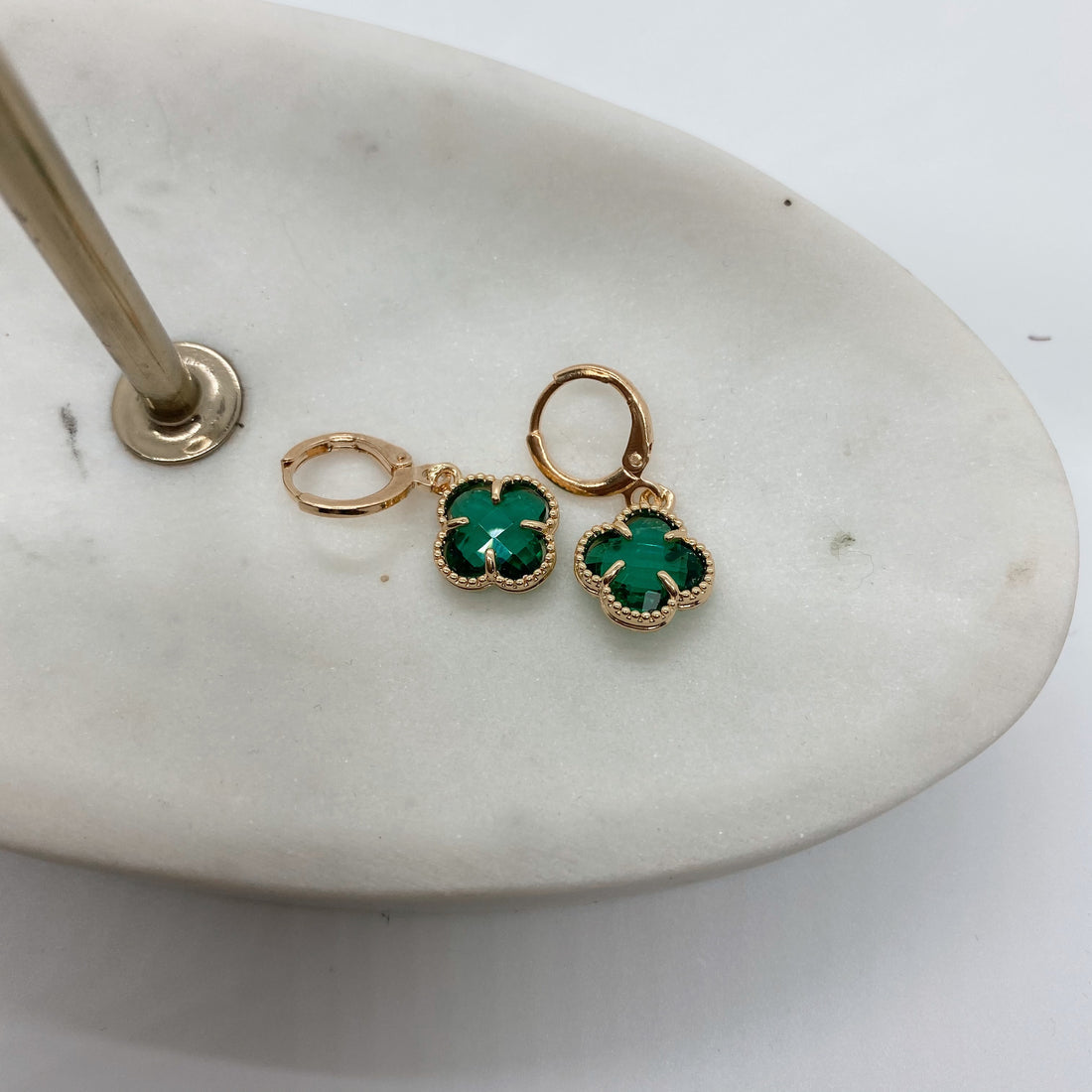 Emerald Clover Earrings