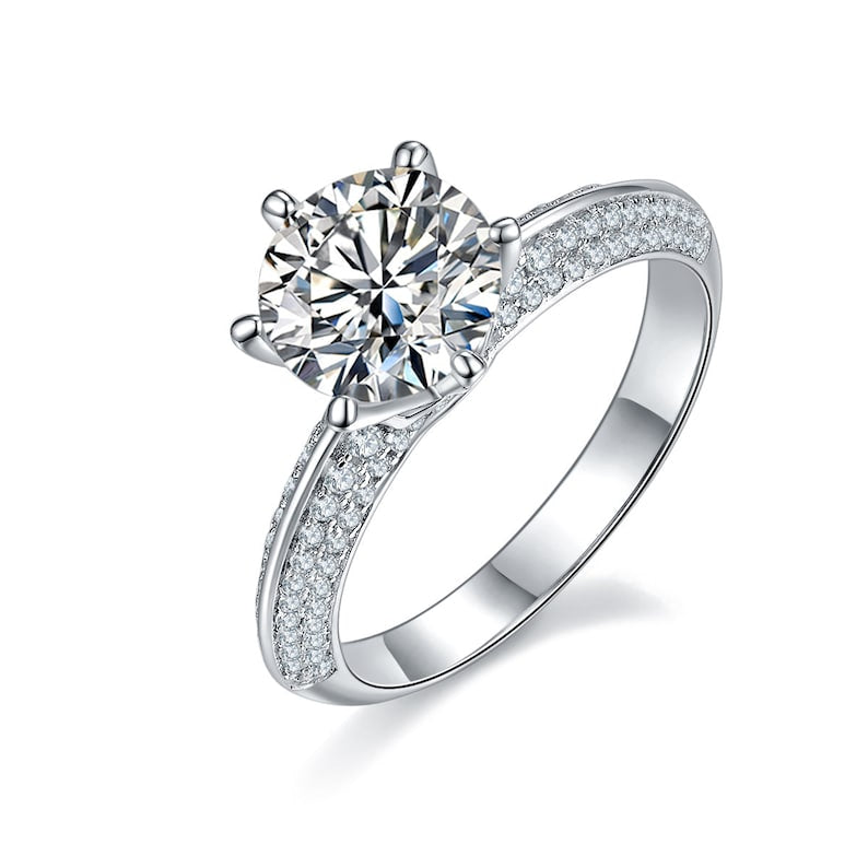 Zirconia Diamond Round Moissanite Silver Ring