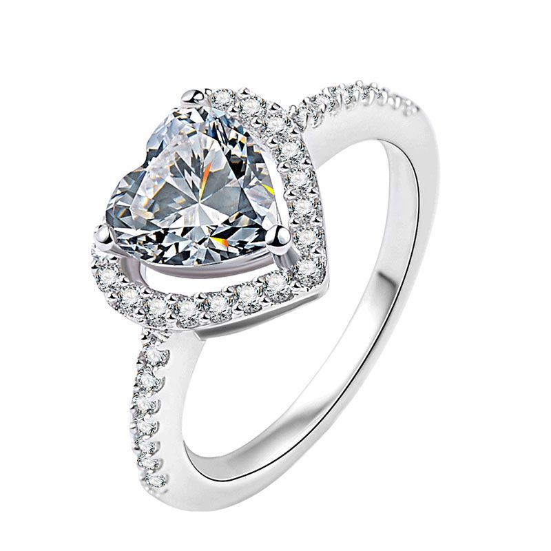 Heart Cut Silver Zirconia Diamond Ring