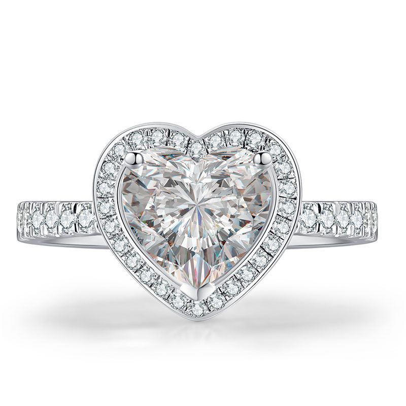 Heart Cut Silver Zirconia Diamond Ring