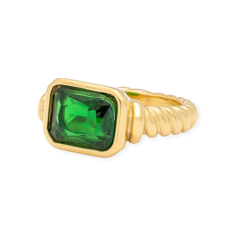 Emerald Coiled Ring