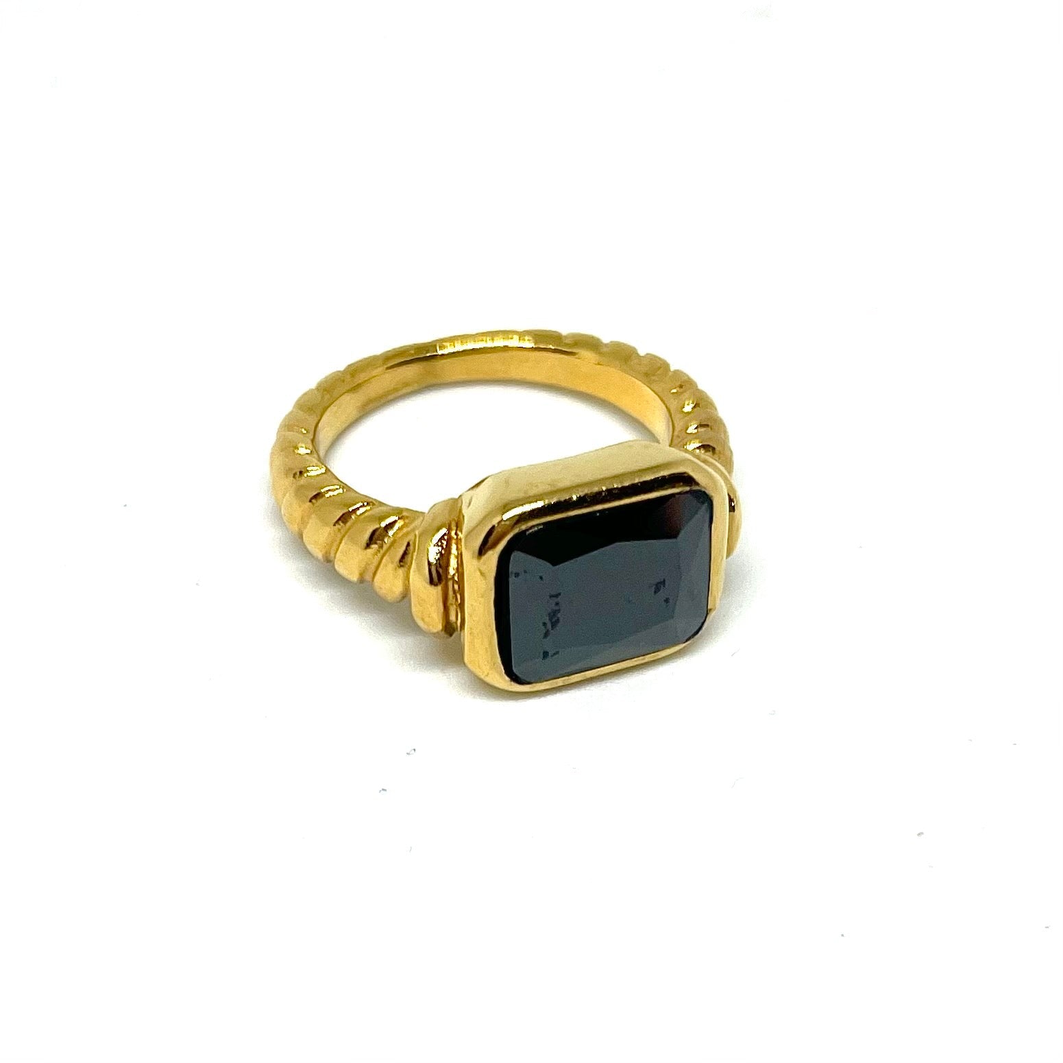 Obsidian Coiled Ring