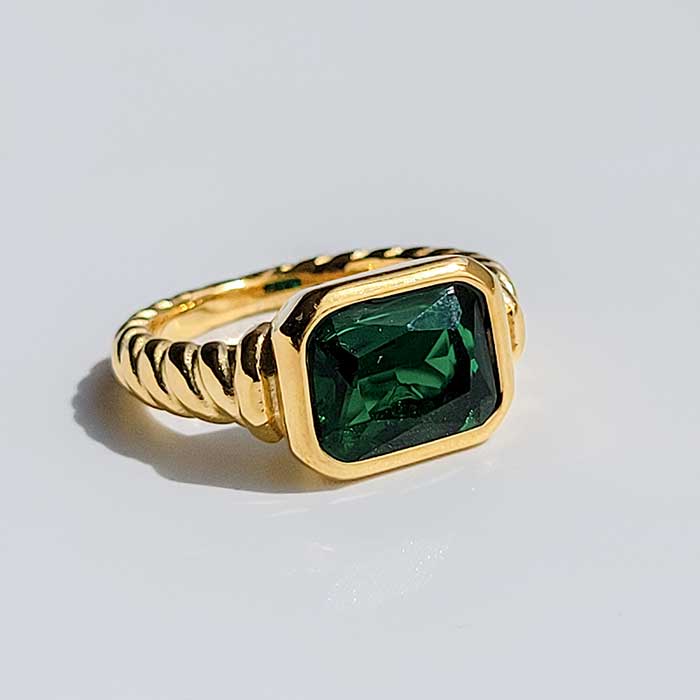 Emerald Coiled Ring