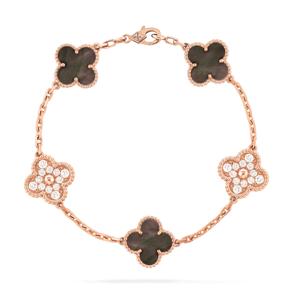 Grey and Diamond Clover Bracelet