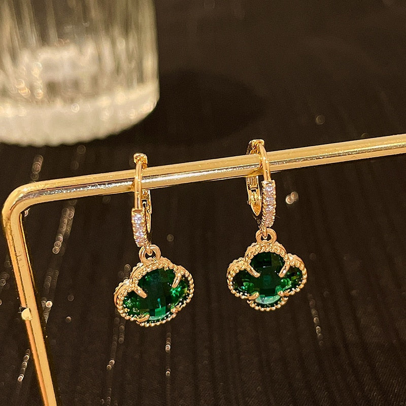 Emerald Clover Earrings