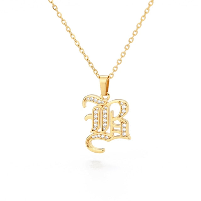 Old English Capital Initial Necklace