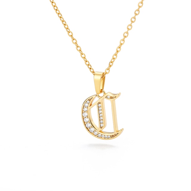 Old English Capital Initial Necklace