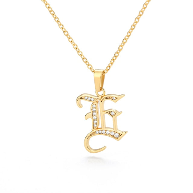 Old English Capital Initial Necklace