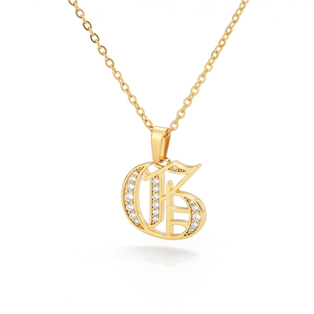 Old English Capital Initial Necklace