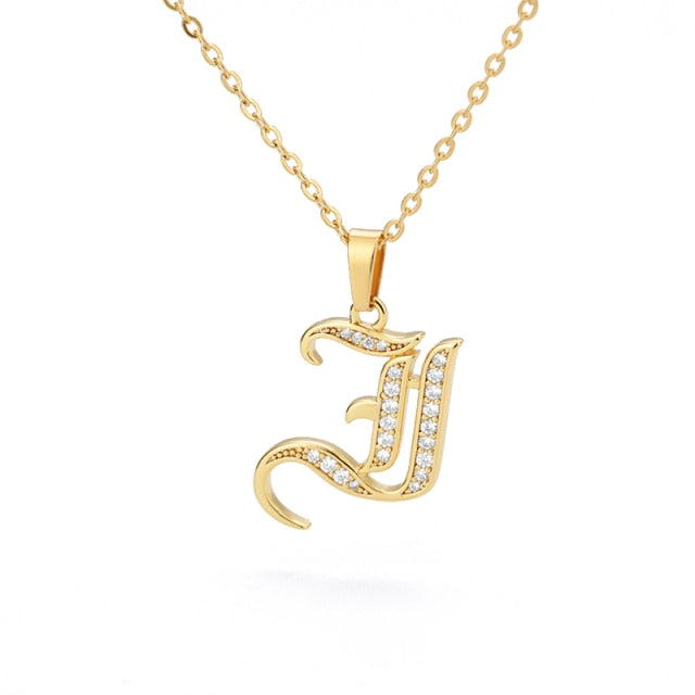 Old English Capital Initial Necklace