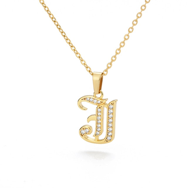 Old English Capital Initial Necklace