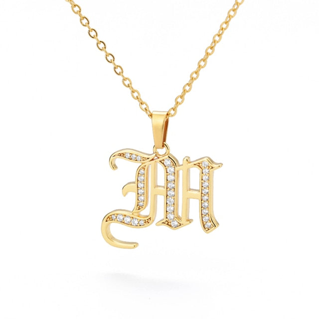 Old English Capital Initial Necklace