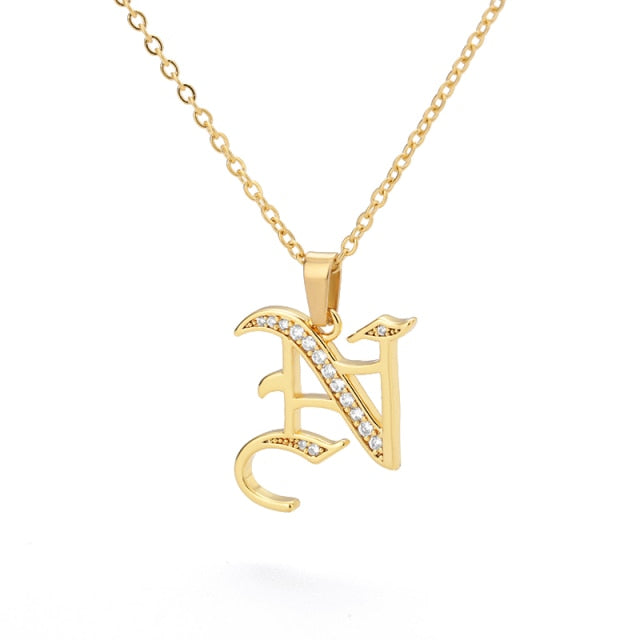 Old English Capital Initial Necklace