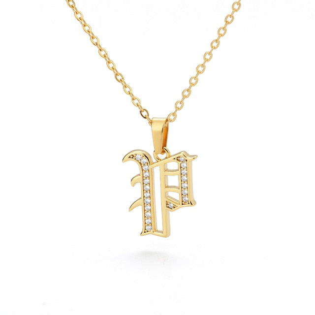 Old English Capital Initial Necklace