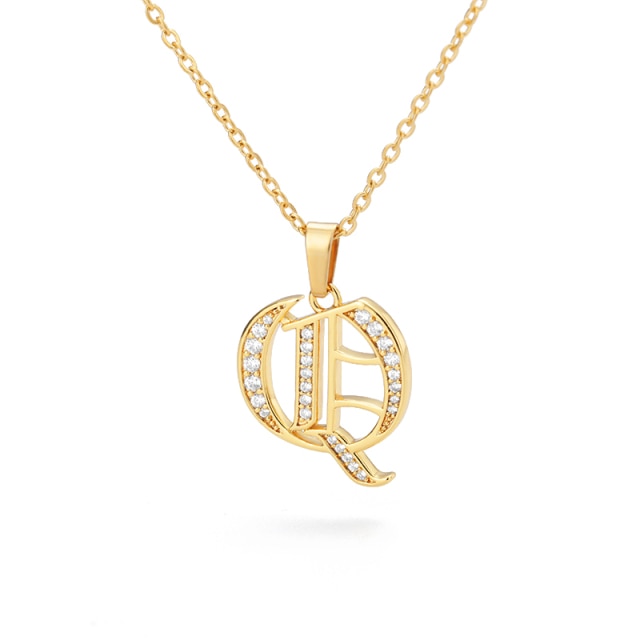 Old English Capital Initial Necklace