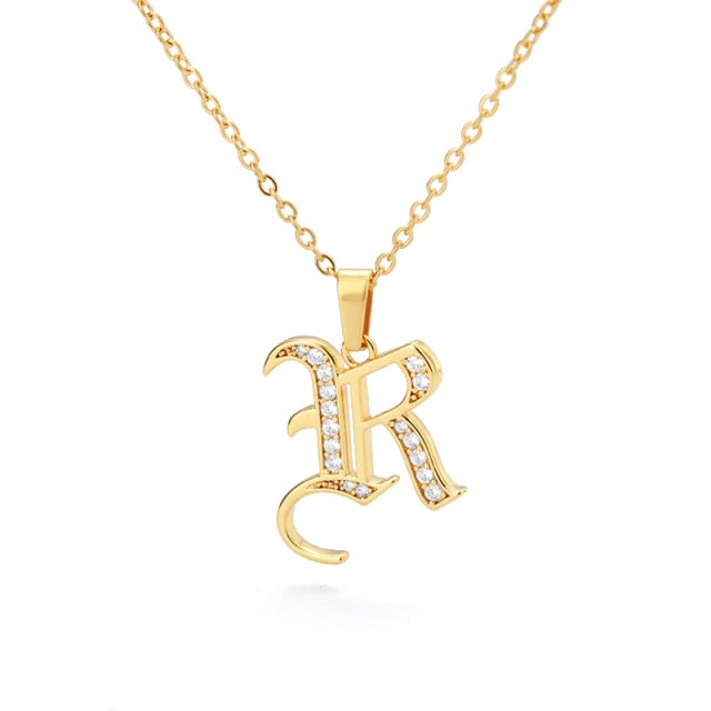 Old English Capital Initial Necklace