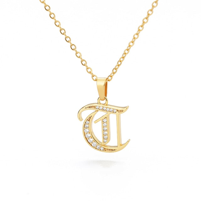 Old English Capital Initial Necklace