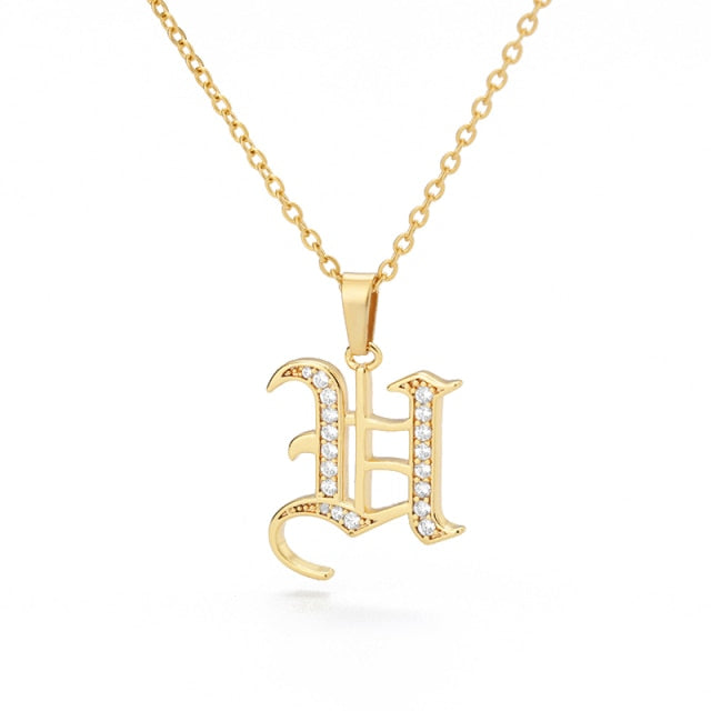 Old English Capital Initial Necklace