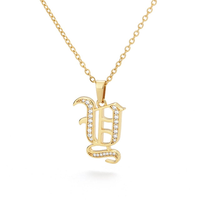 Old English Capital Initial Necklace