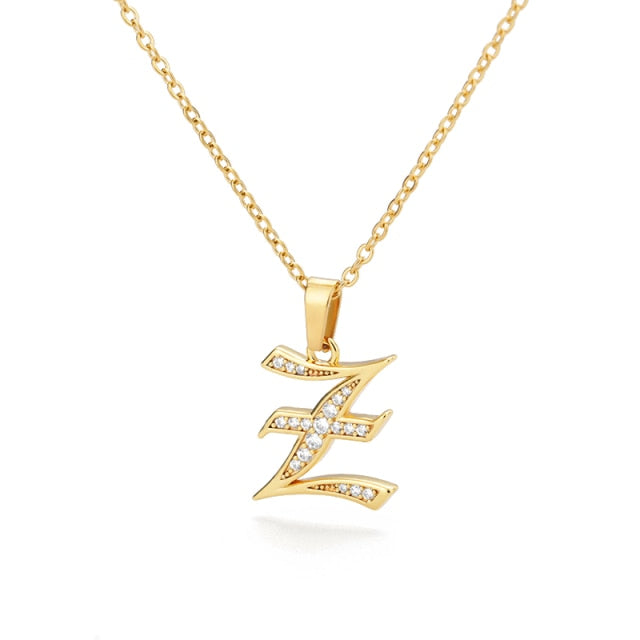 Old English Capital Initial Necklace