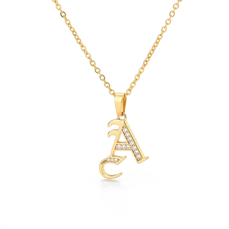 Old English Capital Initial Necklace