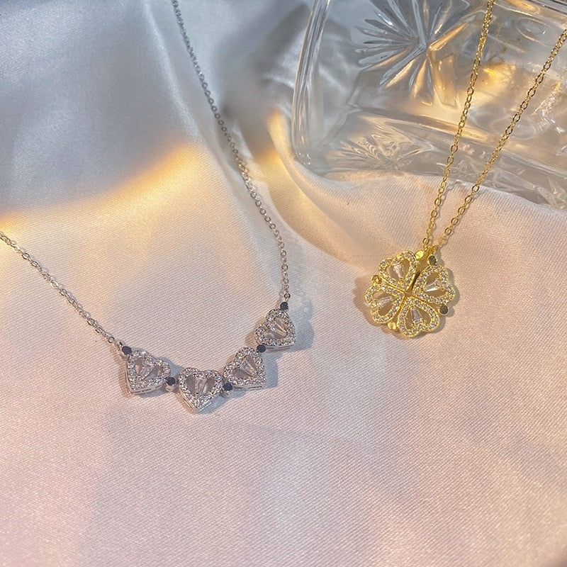 Four Leaf Clover Heart Necklace