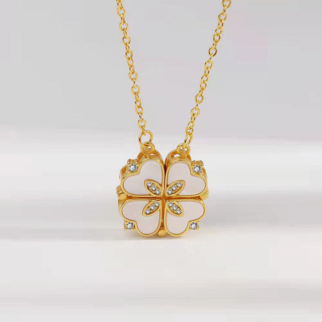 Four Leaf Clover Heart Necklace